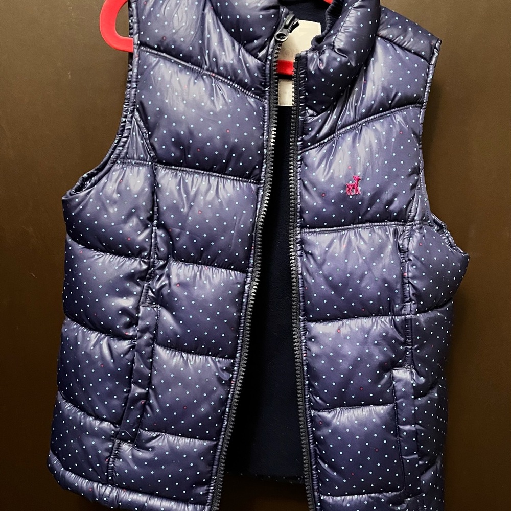 Girls Old Navy Blue Polka Dot Puffer Vest